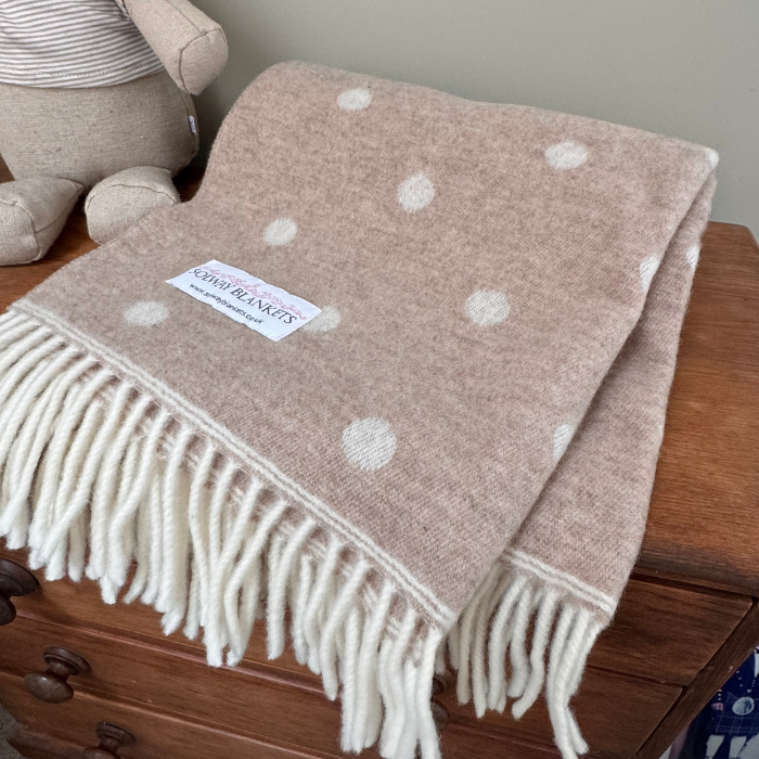 Beige Dot Spot Merino Baby Blanket