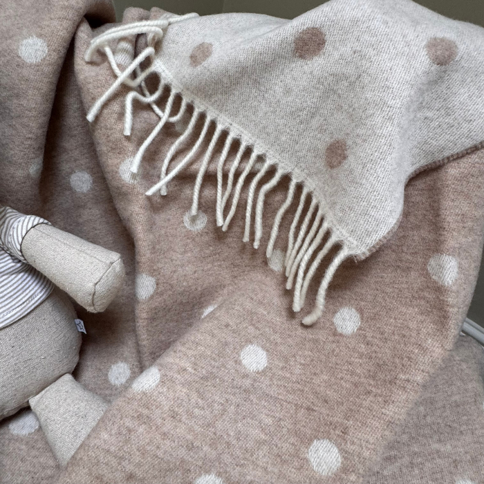 Beige Dot Spot Merino Baby Blanket
