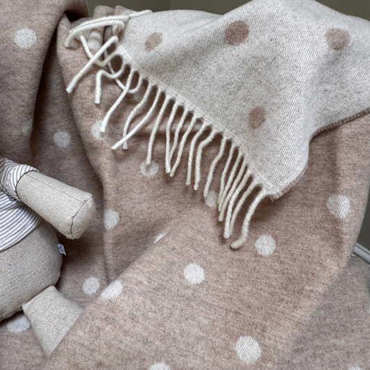 Beige Dot Spot Merino Baby Blanket