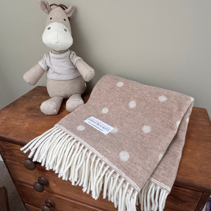 Beige Dot Spot Merino Baby Blanket
