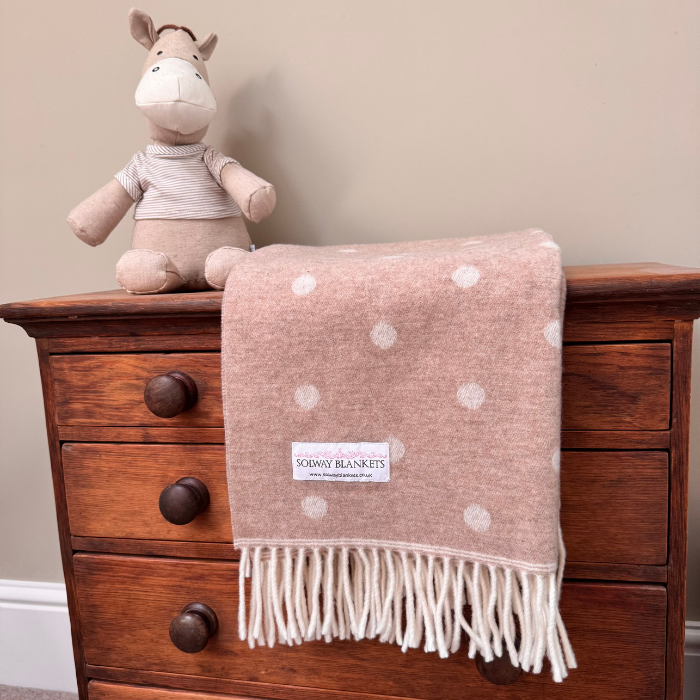 Beige Dot Spot Merino Baby Blanket