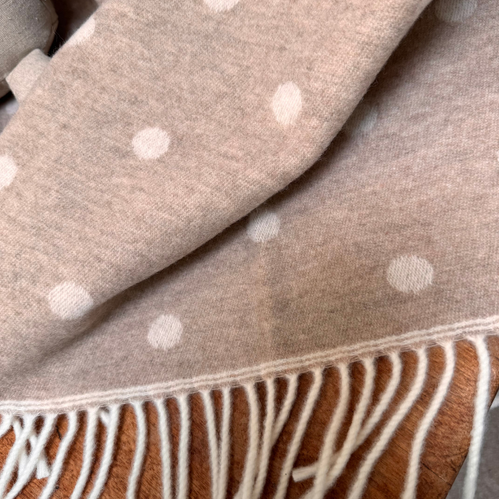 Beige Dot Spot Merino Baby Blanket