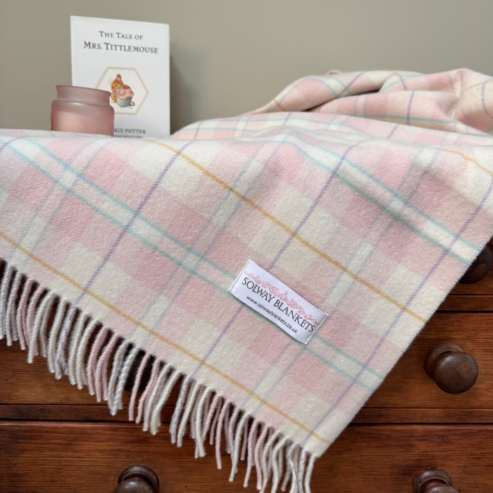 Isla Pastel Check Pure Cashmere Baby Blanket