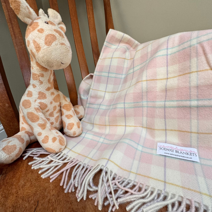 Isla Pastel Check Pure Cashmere Baby Blanket