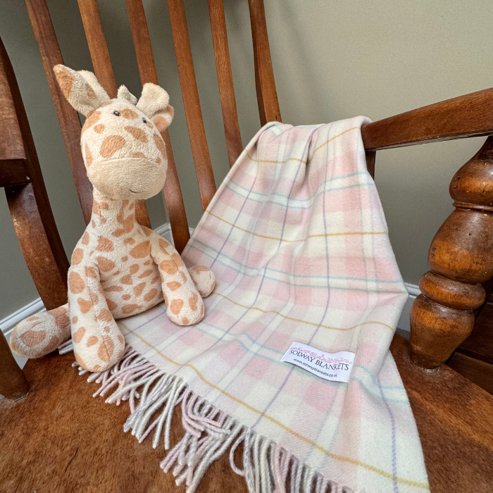 Isla Pastel Check Pure Cashmere Baby Blanket