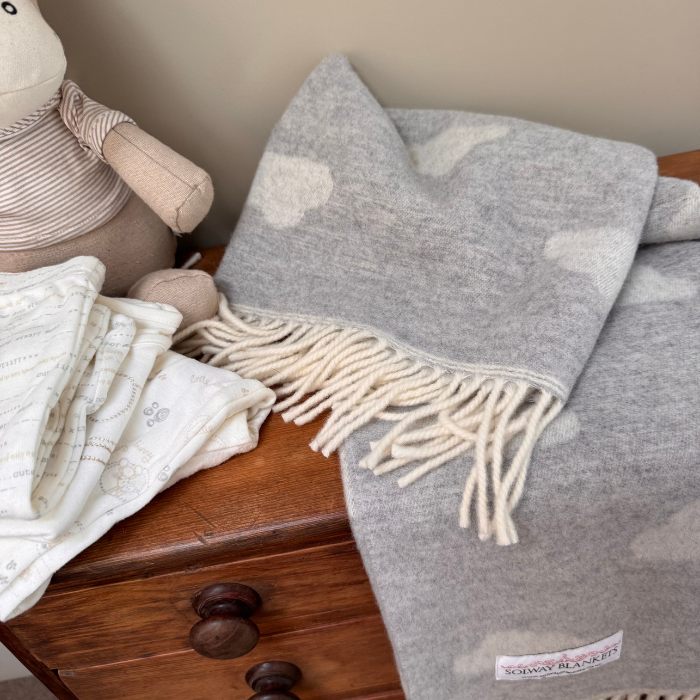 Pale Grey Cloud Merino Baby Blanket