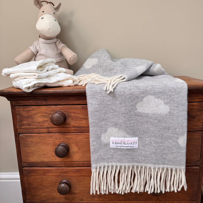 Pale Grey Cloud Merino Baby Blanket