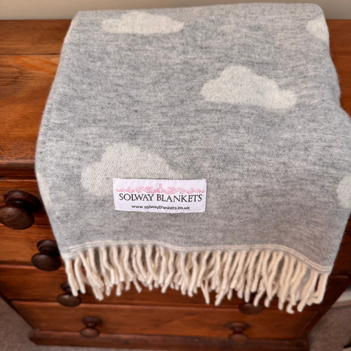 Pale Grey Cloud Merino Baby Blanket