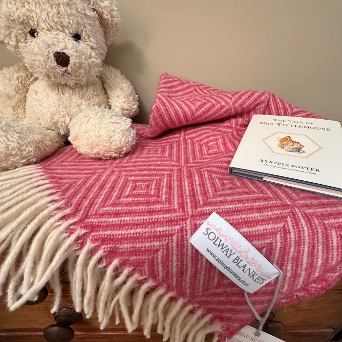 Pink Diamond Merino Wool Baby Blanket