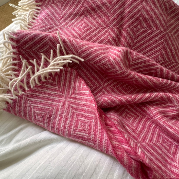 Pink Diamond Merino Wool Baby Blanket