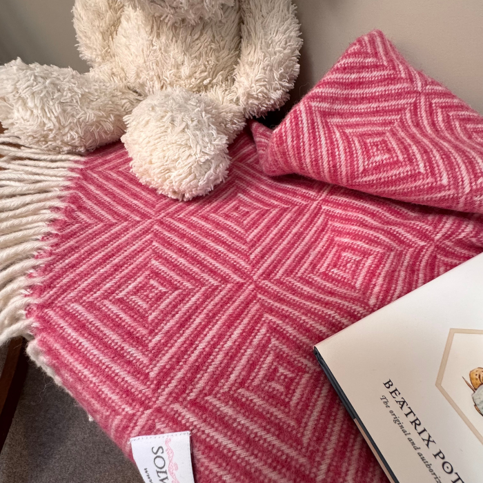 Pink Diamond Merino Wool Baby Blanket