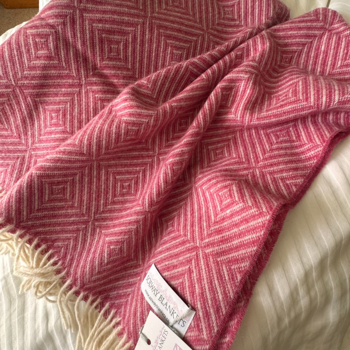 Pink Diamond Merino Wool Baby Blanket