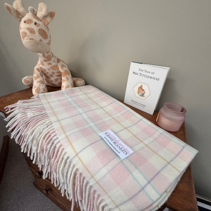 Isla Pastel Check Pure Cashmere Baby Blanket