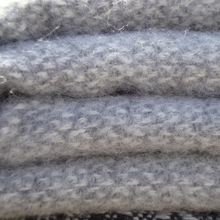 Stack of layered grey wool blanket with a textured surface