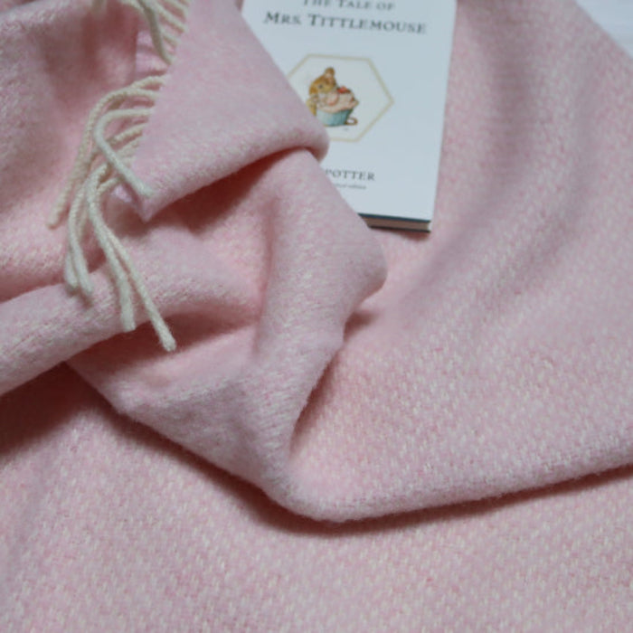 Niamh Pink Cashmere Baby Blanket showing super soft textured weave