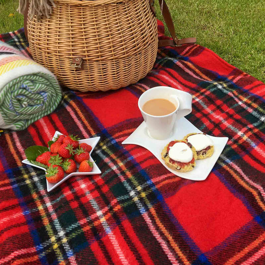 Royal Stewart Tartan Pure New Wool Waterproof Picnic Blanket