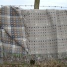 Natural Grey Spot Check Merino Lambswool Blanket Throw 02