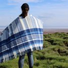 Harbour Blue Check Merino Lambswool Throw 01