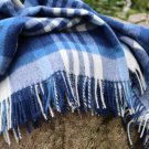 Harbour Blue Check Merino Lambswool Throw 08