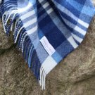 Harbour Blue Check Merino Lambswool Throw 09