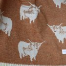 Highland Cow Ginger Jacquard Merino Lambswool Throw 03