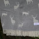 Stag Grey Jacquard Merino Lambswool Throw 01