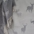 Stag Grey Jacquard Merino Lambswool Throw 02