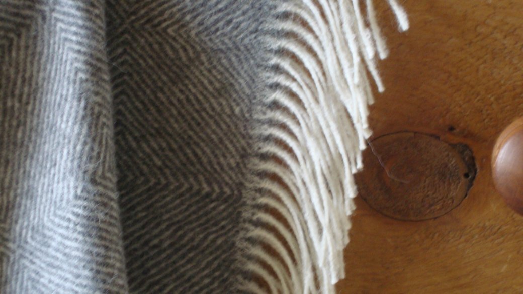 Diamond Herringbone Natural Grey Alpaca Throw Blanket 06