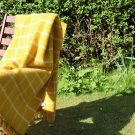 Bumblebee Yellow Chequered Check Pure Wool Blanket Throw 04