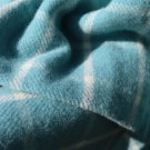 Turquoise blue Chequered Check Pure New Wool Blanket Throw 05