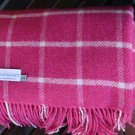 Watermelon Pink Chequered Check Wool Blanket Throw 02