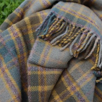 Mustard Cottage Check Pure New Wool Blanket