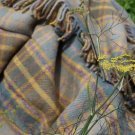 Mustard Cottage Check Pure New Wool Blanket Throw 03