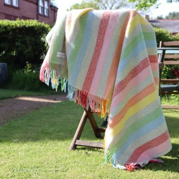 Rainbow Stripe Pure New Wool Blanket