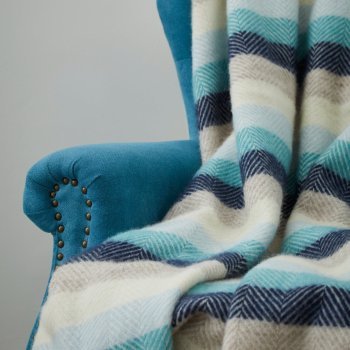 Seashore Stripe Pure New Wool Blanket