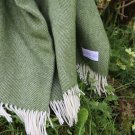 Apple Green Herringbone Shetland Wool Blanket Throw 02
