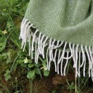 Apple Green Herringbone Shetland Wool Blanket Throw 06