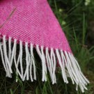 Bright Pink Herringbone Shetland Wool Blanket Throw 03