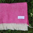 Bright Pink Herringbone Shetland Wool Blanket Throw 05