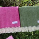 Bright Pink Herringbone Shetland Wool Blanket Throw 06