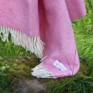 Pale Pink Herringbone Shetland Wool Blanket Throw 05