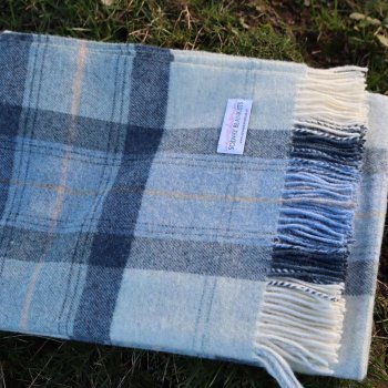 Blue Skye Check Shetland Wool Blanket