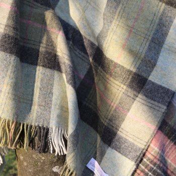 Green Skye Check Shetland Wool Throw