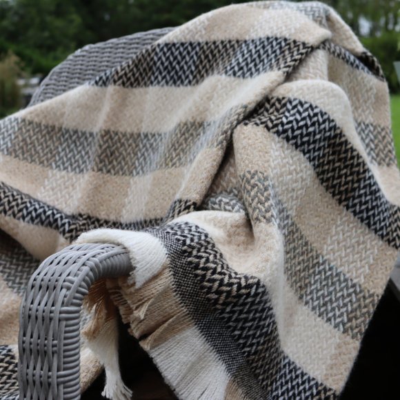 Celtic Weave Recycled Wool Large Blanket Neutral 01