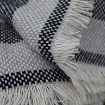 Navy and Silver Recycled Crosshatch Stripe Blanket